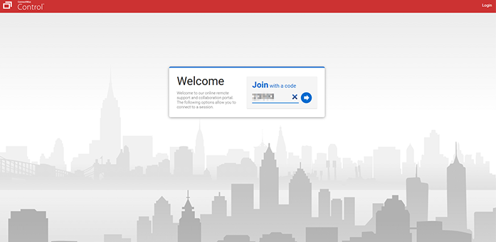 Screenshot of the remote support homepage